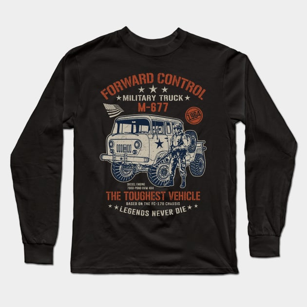 Forward Control FC-M677 Military Truck Long Sleeve T-Shirt by Guyvit